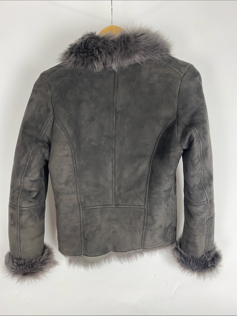 All Saints Ladies PELT Sheepskin shearling Jacket Tagged As Ten Runs Small - Picture 5 of 8